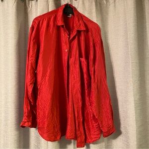 Protest Clothing Red Silk button up collard shirt Size Large